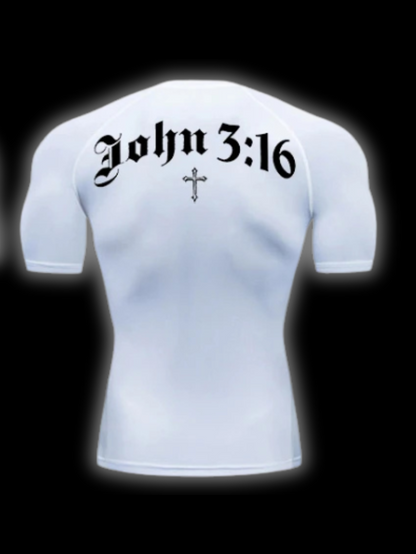 LuxCrux™ John 3:16 Short-Sleeved Compression Shirt